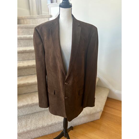 Ralph Lauren Brown Faux Suede Two Button Blazer 48XL - Picture 1 of 9